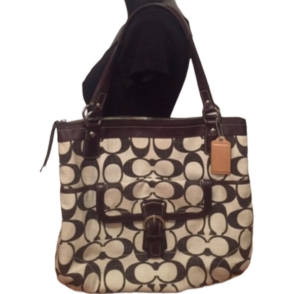 Coach Handbags - Coach Brown Canvas Signature Purse